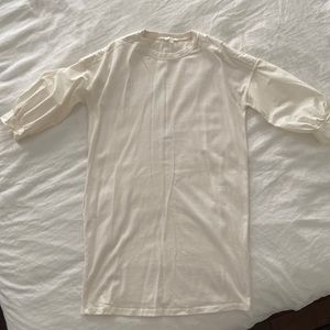 COS Off White Pocketed Jersey and Poplin Dress